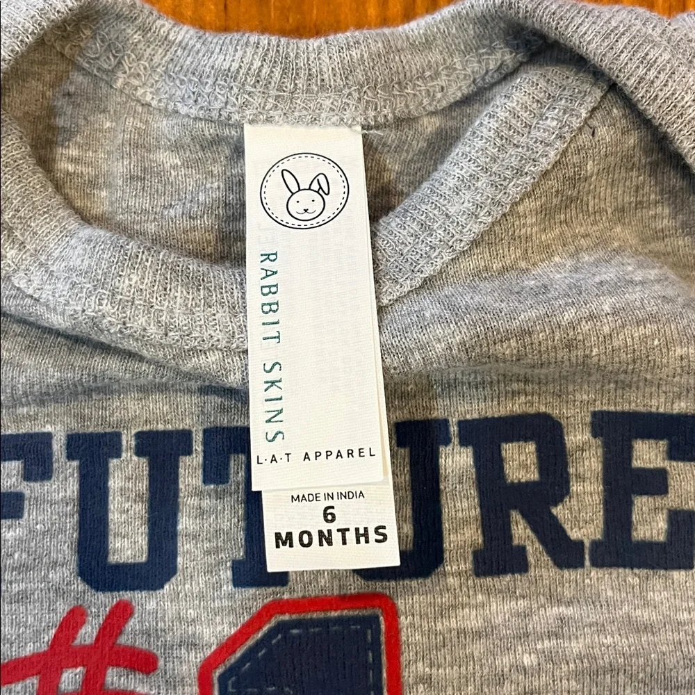 NWT Rabbit Skins NE Patriots Future Draft Pick Grey Onsie Size 6 Months